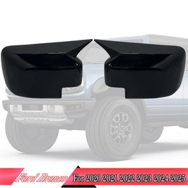 MUXEE Side Mirror Cover,for Ford Bronco 2020-2025，Horned Turn Signal housing Cover Sets car Accessories -Bright Black（Without Turn Signal Cutout）
