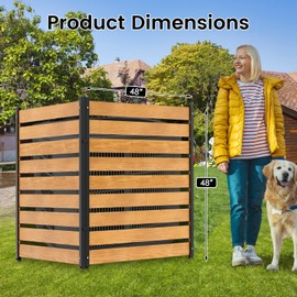 Air Conditioner Fence, 48in H x 48in W (2-Panel) Outdoor Wood Privacy Screen, Pool Equipment Enclosure Privacy Screens Fence Panels with Metal Stakes,Trash Can Enclosures