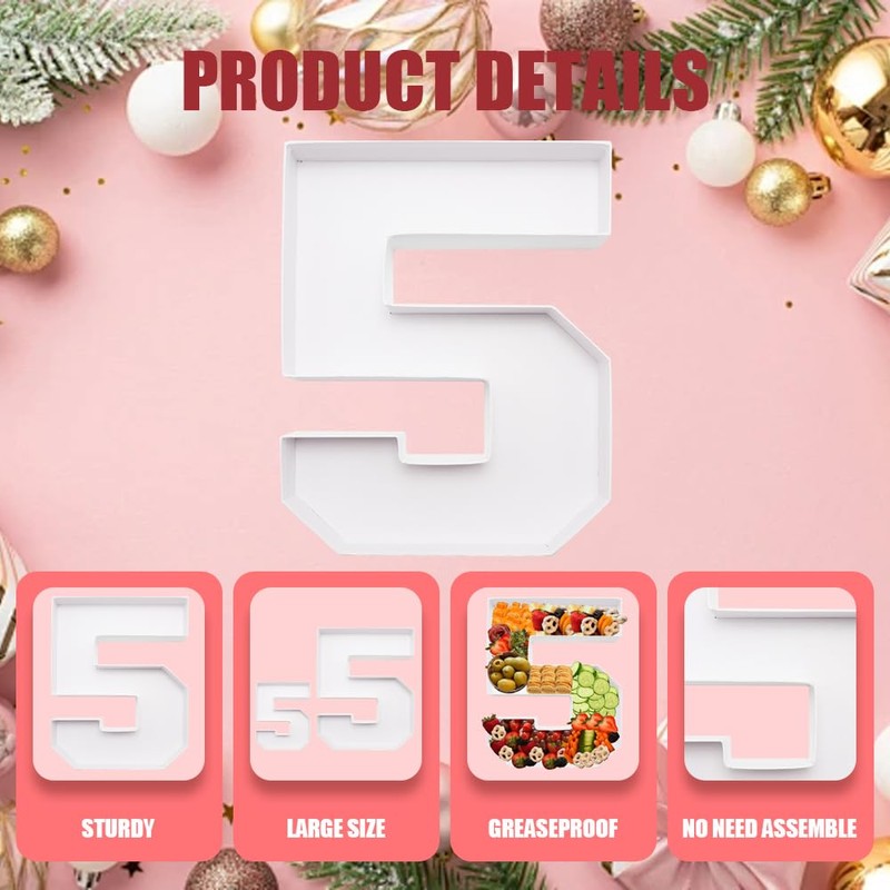 ANNJINT 14inch Cardboard Number Fillable Shaped Charcuterie Board Tray Decorative