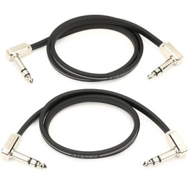 Ernie Ball Flat Ribbon Stereo Patch Cable 2-Pack, 24in Black (P06406)