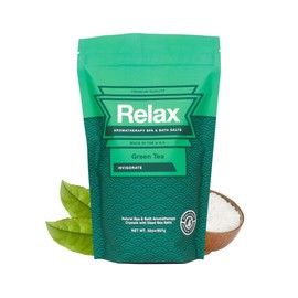 Epsom Salt Bath Soak, Dead Sea Salt for Soaking, Hot Tub Spa Aromatherapy, Bath Crystals with Vitamins & Minerals, Green Tea Scent by Relax