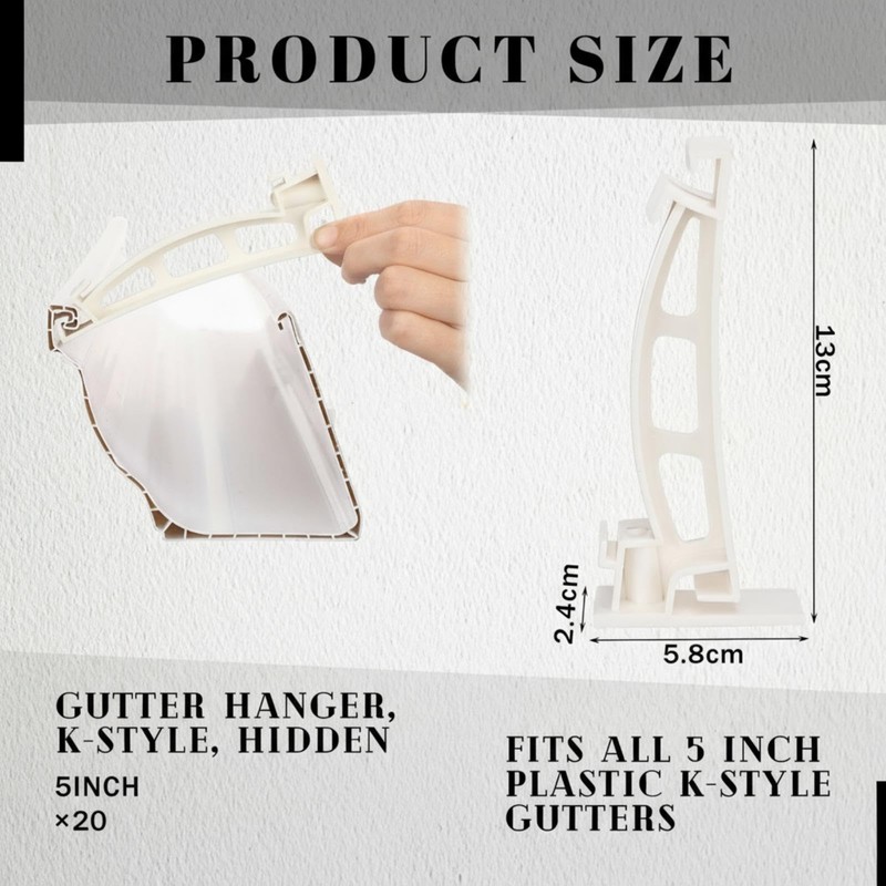 Geelin 10 Pack 5" Gutter Hangers K-Style Hidden Roof Gutter