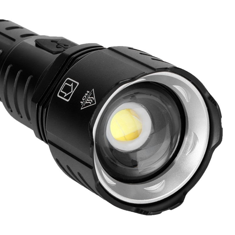 XHP90 Telescopic Zoom Flashlight Waterproof Electric Torch USB Charging for