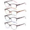 Przene 4 Pack Cat Eye Reading Glasses for Women Blue