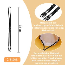 NISENTIA Pack of 5 Hat Cord and 10 Pieces Hat Reducer, Hat Band Inside for Reducing Hat Cap Clip Hat Bands Adjustable Hat Band Clips Windproof Hat Adjusters Anti-Wind Hat Sizes Reducer