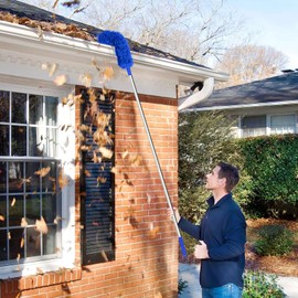 Gutter Cleaning Tools from The Ground Gutter Cleaning Tools Pole Roofing Tool Rain Gutter Guard Cleaner Tool Easy Remove Leaves and Debris Under Gutter Hangers (Blue)