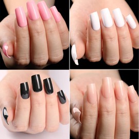 360PC Medium Square Press on Nails Colored False Nails Straight Full Cover Acrylic Tips Manicure DIY Artificial Fake Fingernails 15 Colors for Women Girls