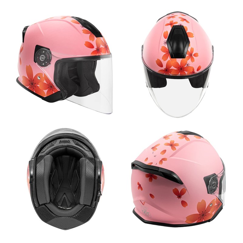 VCAN V88 3/4 Open Face Motorcycle Scooter Helmet ECE &