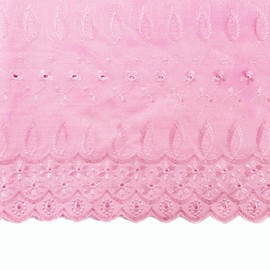 Daisy in Leaf 100% Cotton Embroidered Eyelet Fabric 42" Wide Sold by The Yard (Pink)