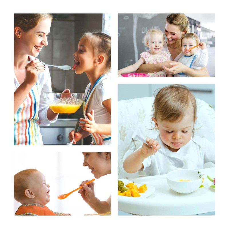 Pack of 5 plastic spoons, long spoons, plastic egg spoons,