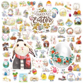 99 Pcs Easter Stickers, Easter Eggs Basket Bunny, Easter Gifts for Kids and Adults, Hosting an Easter Egg Hunt Decorations,Includes Multiple Styles of Waterproof Adhesive Stickers