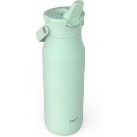 Zak Designs Harmony Water Bottle for Travel or At Home, 32oz Recycled Stainless Steel is Leak-Proof When Closed and Vacuum Insulated with Straw Lid and Carry Handle (Icicle Mint Green) - Color: Icicle Mint Green