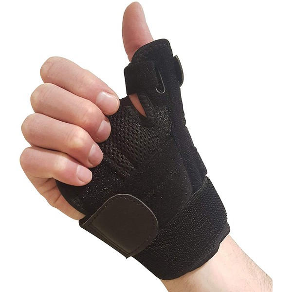 Thumb Brace with Wrist Support – Thumb Splint for Carpal Tunnel, Arthritis or Tendonitis Pain Relief. Thumb Stabilizer Fits Left or Right Hand. Thumb Spica Splint Immobilizer for Men or Womens Hands