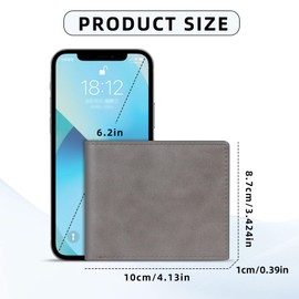 WisePoint Bifold Wallets for Men, RFID Blocking Wallet Leather Wallets for Men Minimalist Wallet, Lightweight Men's Wallet Mens Slim Wallet for Work, Shopping (Gray)