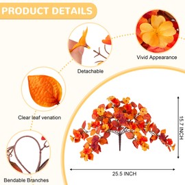 INXUGAO Fake Fall Flowers Artificial for Decoration 2PCS Faux Silk Fall Flowers Plants for Outdoors Outside Planters UV Resistant Looks Real for Front Door Porch Patio Garden Decor