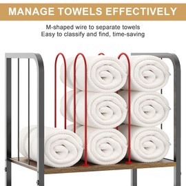 Towel Rack Free Standing 3-Tier M-Shaped Detachable Dividers, Durable Metal Towel Holder for Bathroom, Pool Towel Rack, Space-Saving Towel Storage Organizer, Modern Bath Towel Shelf Patent Pending