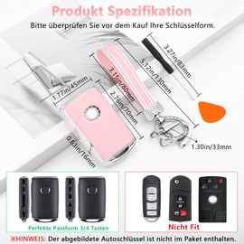 BLINGOOSE Key Case for Mazda CX5 CX30 CX9 CX50 3 6 CX90 MX5 Miata Pink Car Key Case Key Case Protective Cover Key Cover 4 Buttons Bling Key Ring Accessories Girly Women TPU