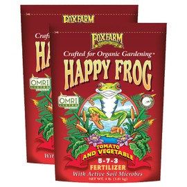 Fox Farm Happy Frog Tomato and Vegetable Fertilizer - Dry Tomato Fertilizer for Strong Growth, Plant Resistance, and Root Efficiency, NPK 5-7-3 (4 lb (2 Pack))