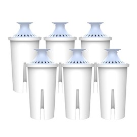 AQUA CREST Alkaline Water Filter, Intended for Brita® Pitchers and Dispensers, Everyday, UltraMax, Metro+, XL and More, NSF Certified, 2 Months, 6 Count, Mineralized Alkaline Water, Increases Water PH