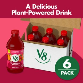 V8 Blends 100% Juice Strawberry Banana Juice, 46 fl oz Bottle (Case of 6)