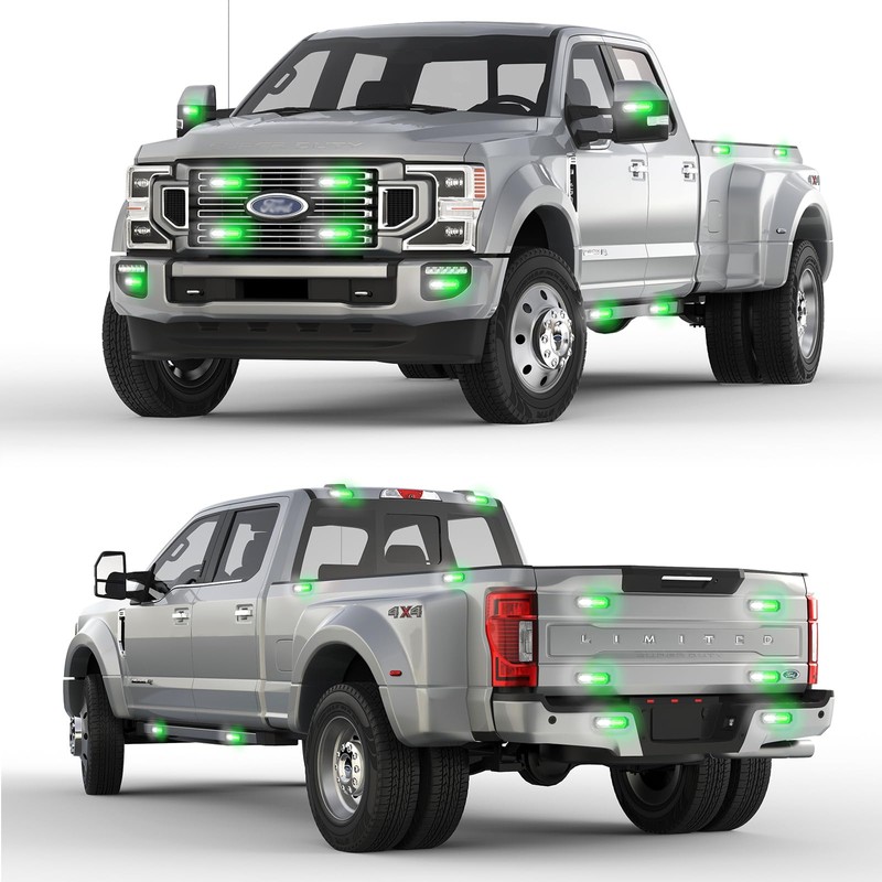PKINGLAKE 8-Pcs 12 LED Sync Feature Emergency Strobe Grille Lights