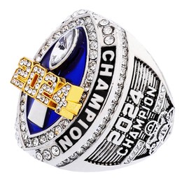 2024 Fantasy Football Championship Ring | Heavy FFL Champion Ring | Gold Silver Tone Plated Award Trophy for Fantasy Football League Winner (Ring and Stand Together, Size 9)
