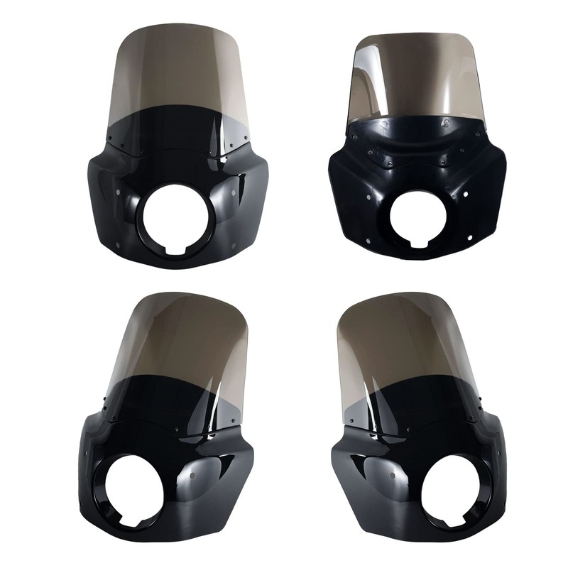 FATECIM Motorcycle 5.75" Headlight Fairing Cover with 15" Smoke Windshield
