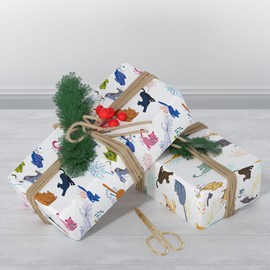 Reversible Gift Wrapping Paper-Rolled 5 Sheets-sided Tape-Unique Design for Anniversary Birthdays Valentine's Day Party Christmas Holiday Present(33"" X 17.5"" each sheet) (Rainbow cat)