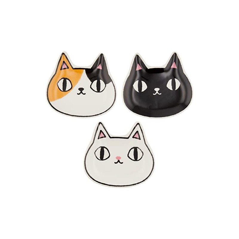 Ceramic Indigo Face Small Plate, Set of 3, Cat 3