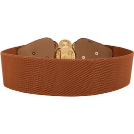 BlackButterfly Amplio Elástico Elástico Vintage Antiguo Retro Hebilla Cinturón (Marrón, Extra Grande)