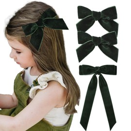 3PCS Velvet Hair Bow Green Hair Ribbon Clips for women Girls Fall Alligator Hair Clips Hair Accessories Toddlers Kids Teens