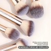18 Brochas De Maquillaje Profesionales Alta Calidad Color Oro Pálido