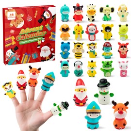 Vanmor Finger Puppets Advent Calendar 2022 for Kids Toddlers - Christmas Countdown Calendar 24 Days Animals Finger Toys Xmas Gifts for Boys Girls Pinata Fillers Party Favors Goodie Bag Fillers