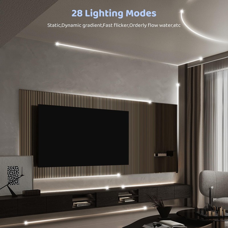 HOUHUI White LED Strip Lights 65.6Ft, 6500K White Running Water