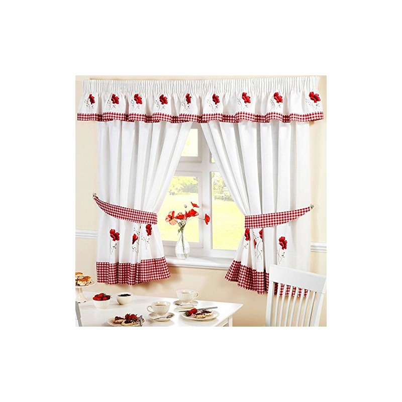 HomeSpace Direct Poppies Pencil Pleat Kitchen Pelmet 136 x 10