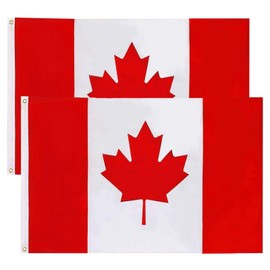 2 Pack 3 x 5 FT Canada Flag, Canadian Flags Outdoor Polyester and Brass Grommets, Bright and Vivid Color, UV Fade Resistant Printed Maple Leaf for Indoor Outdoor Home Garden Canada Day Decorations