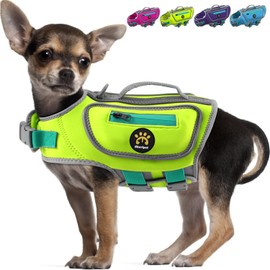 Sheripet Dog Swimming Vest with D-Ring, Lightweight Dog Life Vests for Boating, Reflective Dog Lifejackets Swimsuit Neoprene Pet Life Jacket with Rescue Handle for Small Medium Dogs (Green, S)