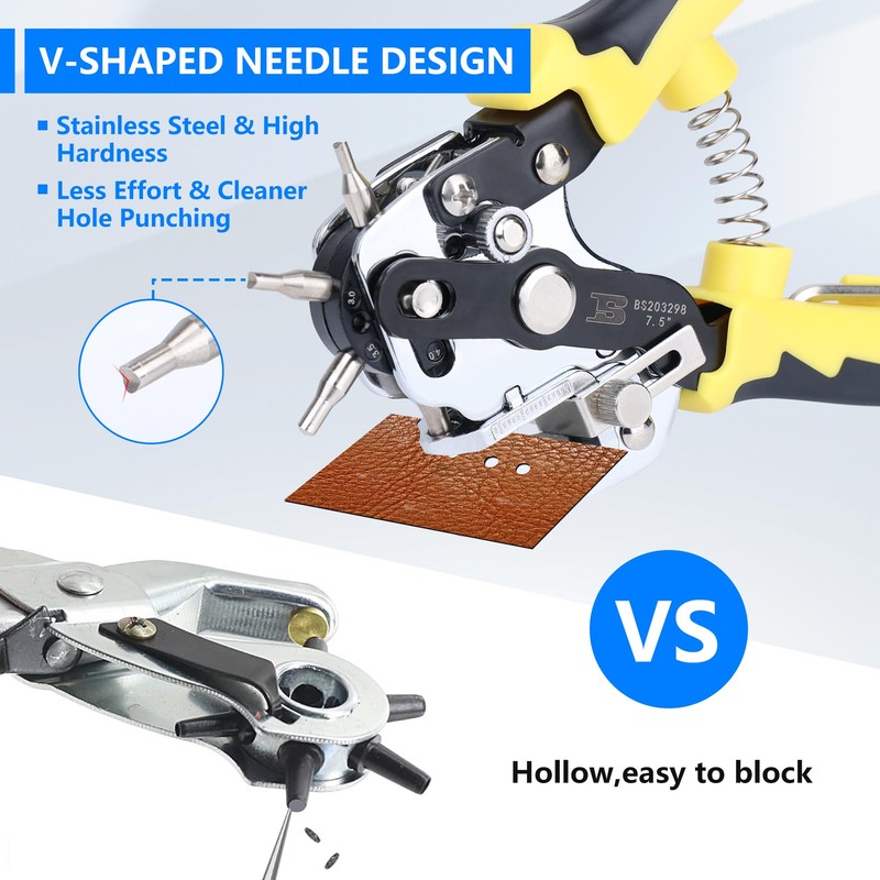 B BOSI TOOLS Leather Hole Punch,Belt Hole Puncher for Leather，Heavy