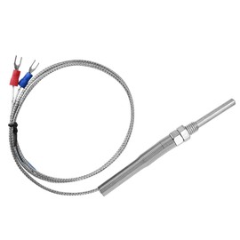 Keenso M8 Thread Type K Thermocouple, 30mm Probe, 0-400°C, Silver, Screw Connector, Metal Material