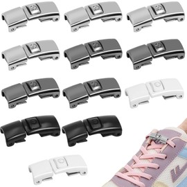 HavaCue Pack of 12 Shoelaces Buckle 4 Colours Shoelaces Quick Release Adult Shoelaces Closure Children Quick Release Shoelaces for Trainers Casual Shoes, Black/White/Silver/Dark