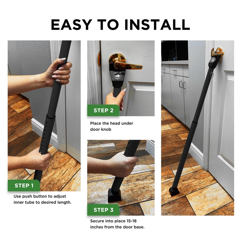 Sliding Door Security Bar, Door Jammer 2-in-1 Adjustable, Door Stoppers