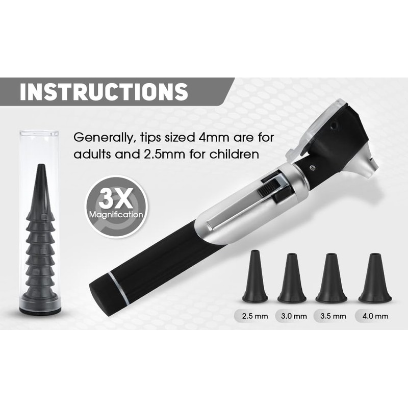 Pure sharp Compact Fiber Optic Otoscope Kit | 2.5V Halogen
