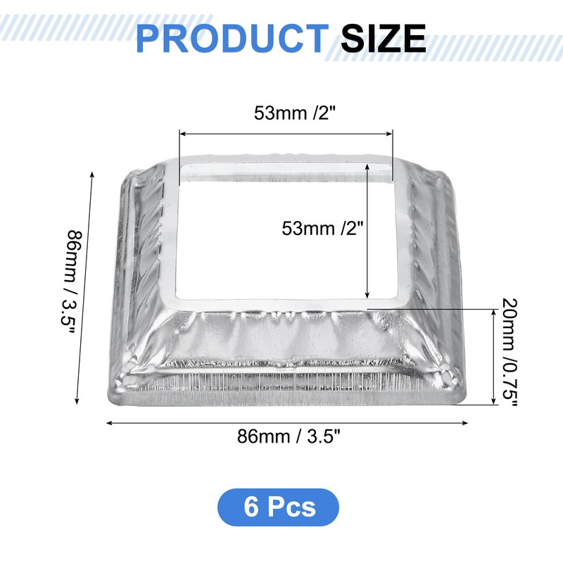 sourcing map 6Pcs Post Base Cover, 3.5"x3.5" (Internal Size 2"x2")
