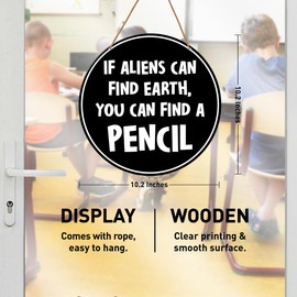 HSNBT Funny High Middle School Classroom Wall Sign Math English Classroom Wall Decor Teacher Hanging Sign Decoration, If Aliens Can Find Earth You Can Find a Pencil