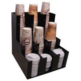 Verticle Coffee Cup Dispenser and Lid Holder Condiment Stirrer, Sugar Cup Caddy Organize and Display Your Coffee Station Counter with Style 3wx3d (1008)