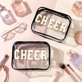 Kacctyen 12 Pack Cheer Clear Makeup Bags, Black, Travel Cosmetic Pouches