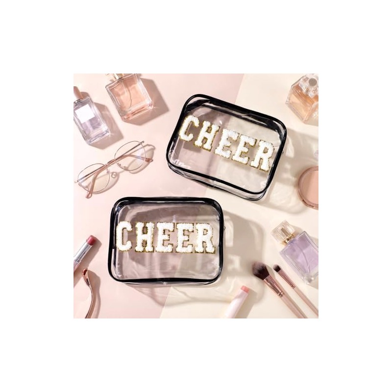 Kacctyen 12 Pack Cheer Clear Makeup Bags, Black, Travel Cosmetic
