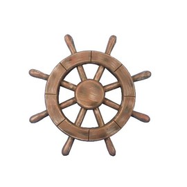 Hampton Nautical Rustic Wood Finish Ship Wheel, 12"