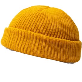 Faringoto Knit Cap for Men Women Cuffed Beanie Winter Hats Ski Hat Yellow