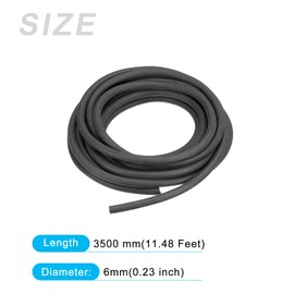 METALLIXITY Sponge Rubber Sealing Strip (11.48Ft x 0.23" W), Round Solid Seal Watertight Weatherstripping - for Home Furniture Boats and Cars, Black